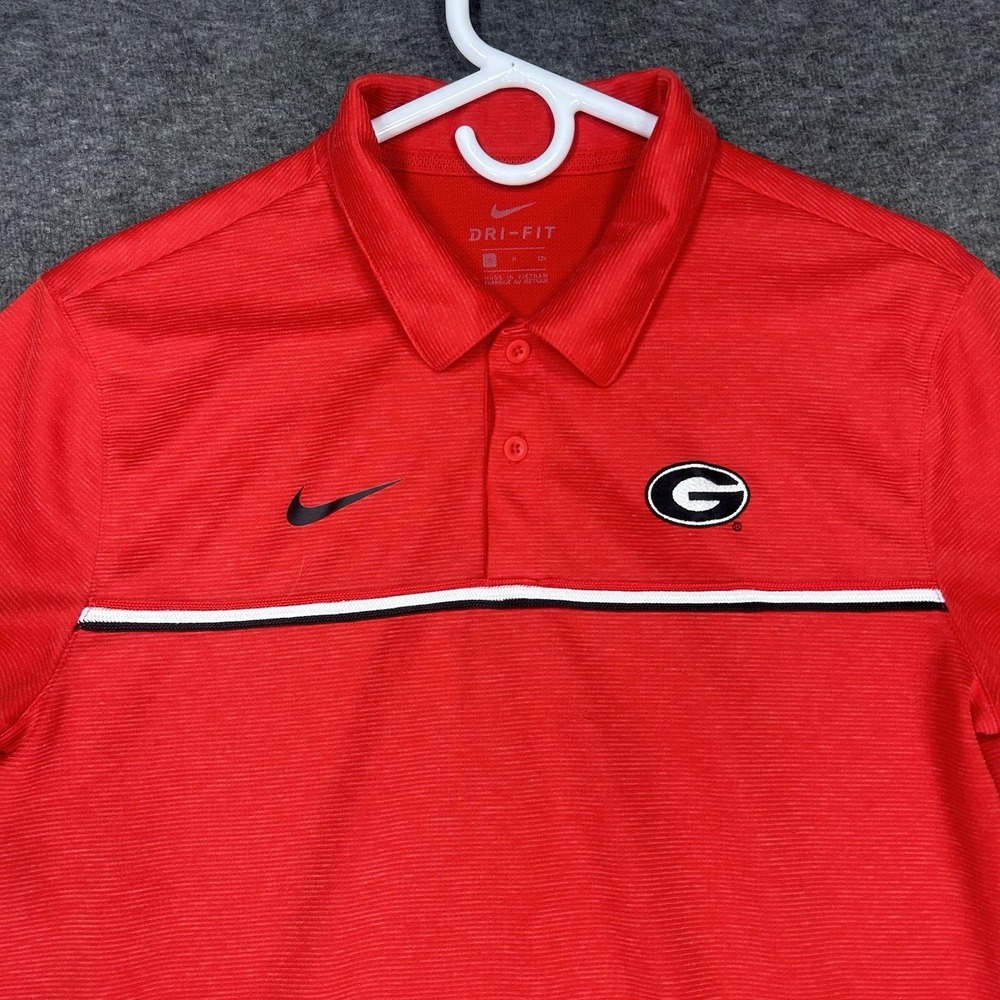 Nike On Field University of Georgia Polo Shirt Mens S Red Coaches DRI-FIT CN7844